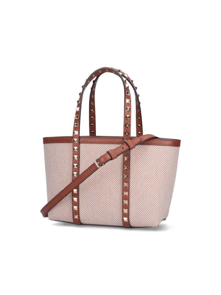 Valentino Garavani "Rockstud" Small Shopping Bag – Beige Neutraal