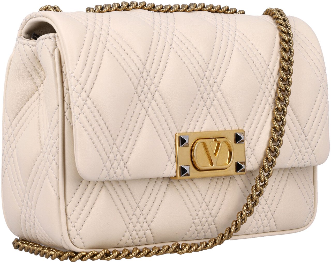 Valentino Garavani Quiltie 67 Medium Shoulder Bag Butter White Wit