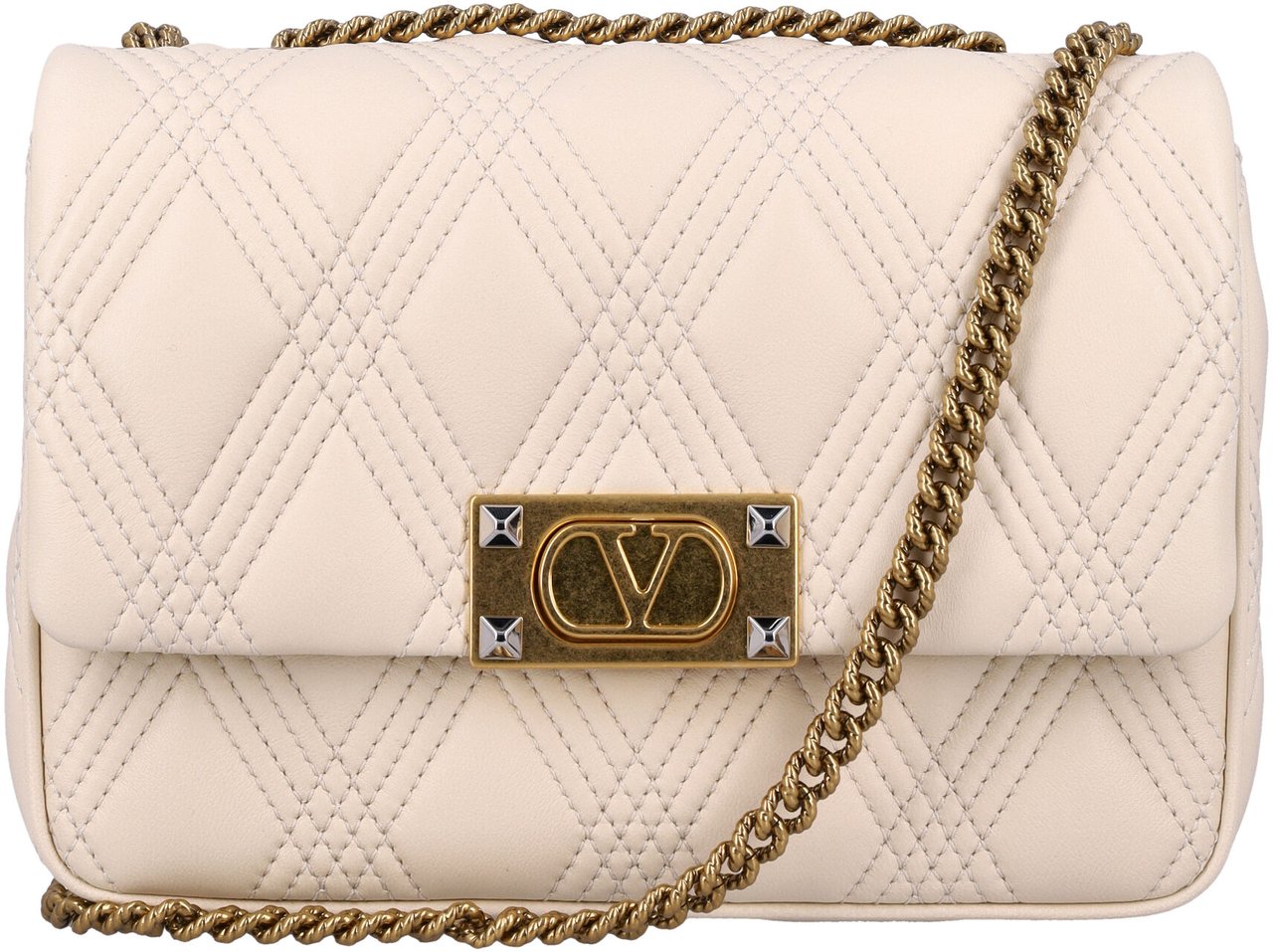 Valentino Garavani Quiltie 67 Medium Shoulder Bag Butter White Wit