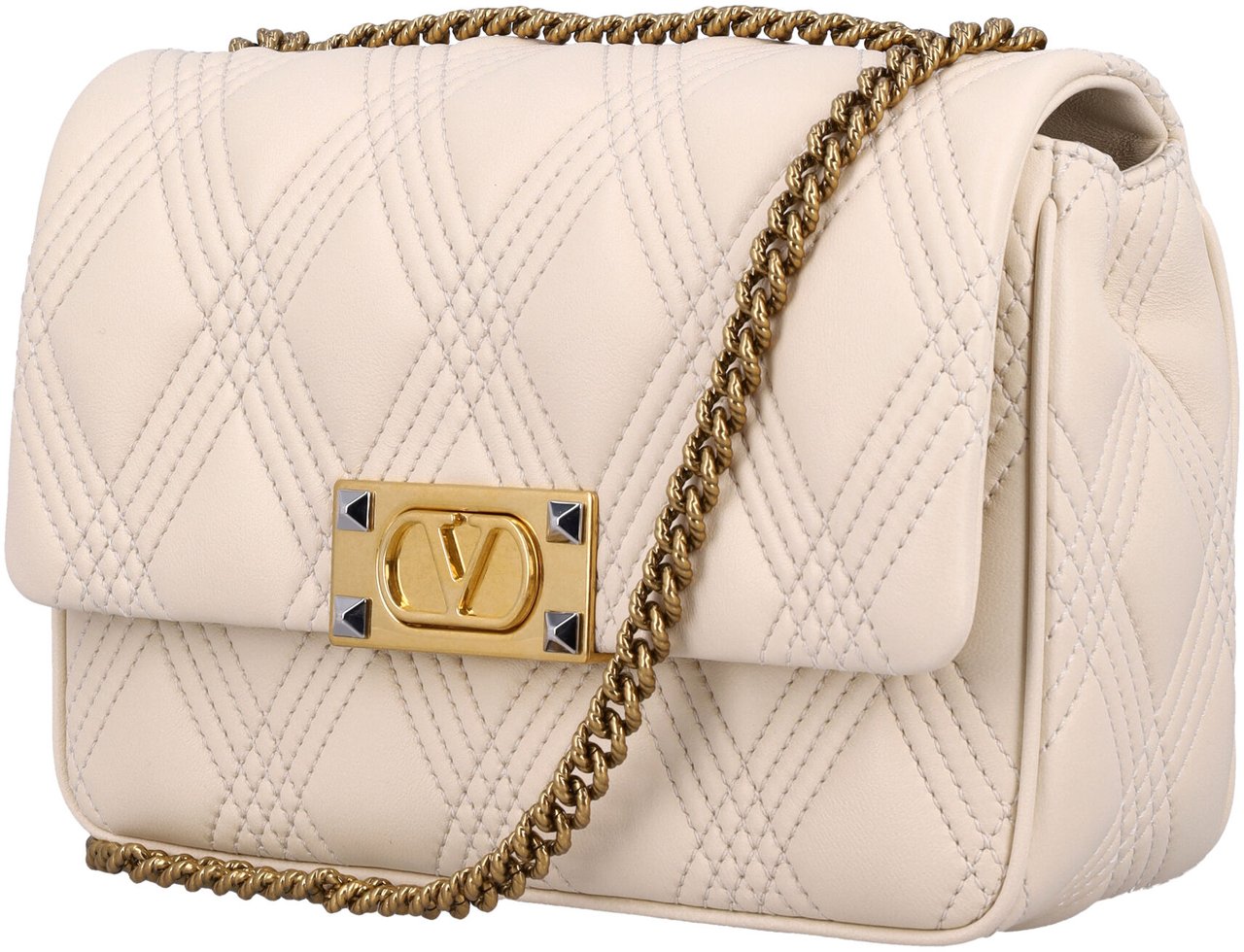 Valentino Garavani Quiltie 67 Medium Shoulder Bag Butter White Wit