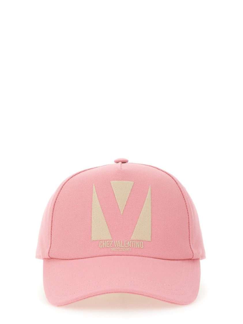 Valentino Garavani Structured Cotton Baseball Hat Roze
