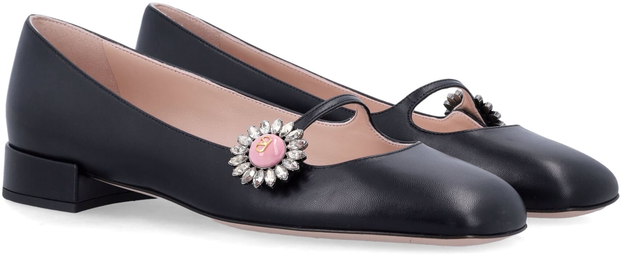Valentino Garavani Ballerina Daisy Jewel Nero Zwart