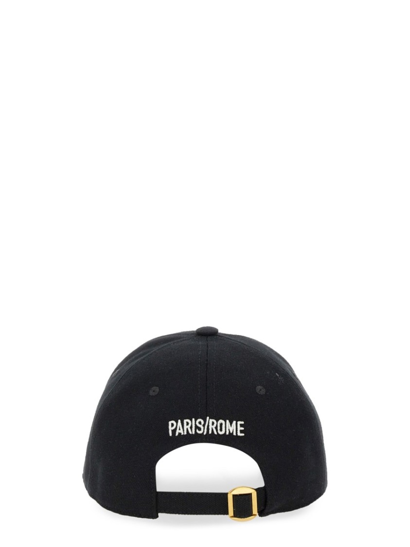 Valentino Garavani Embroidered Black Cotton Baseball Cap Zwart