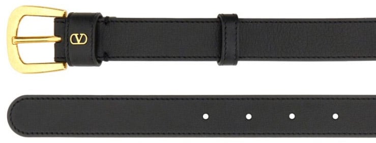 Valentino Garavani Glossy Calfskin "Vlogo Signature" Belt Zwart