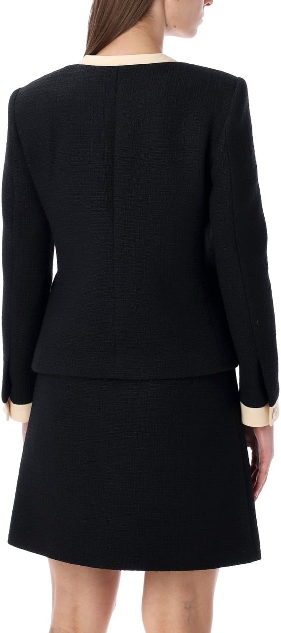 Valentino Garavani Tweed Jacket Multi Ribbon Nero Zwart