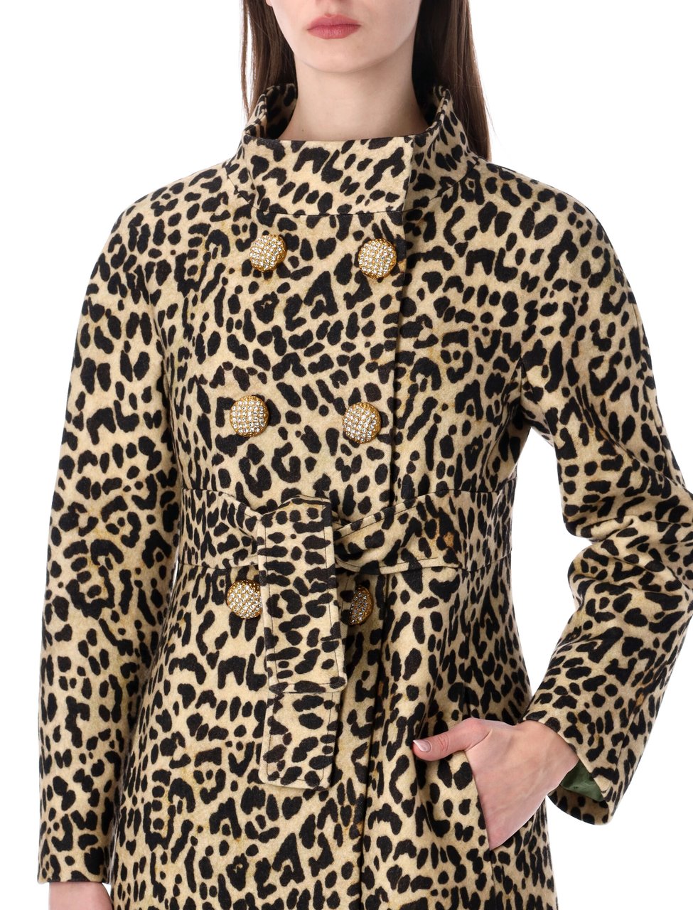 Valentino Garavani Doppiopetto Animalier Jewel Button Luxury Coat Neutraal