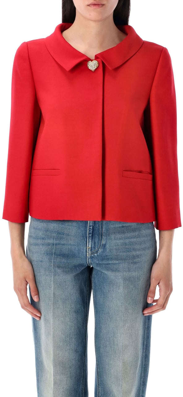 Valentino Garavani Cropped Jacket Crepe Coutre Paris Red Rood