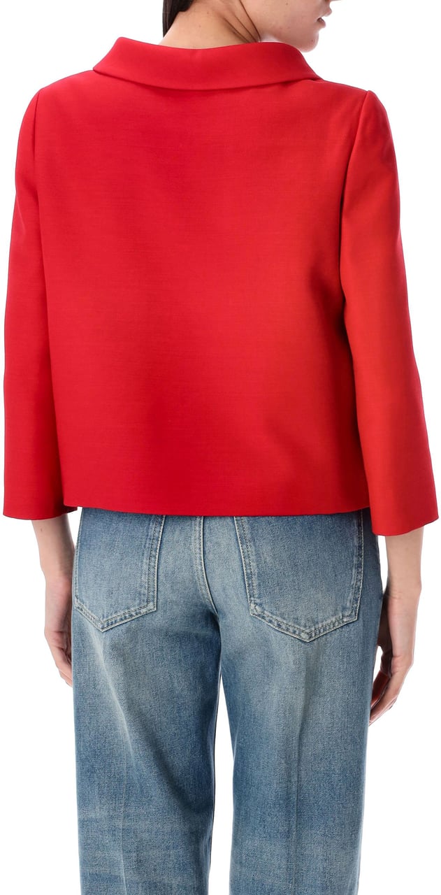 Valentino Garavani Cropped Jacket Crepe Coutre Paris Red Rood