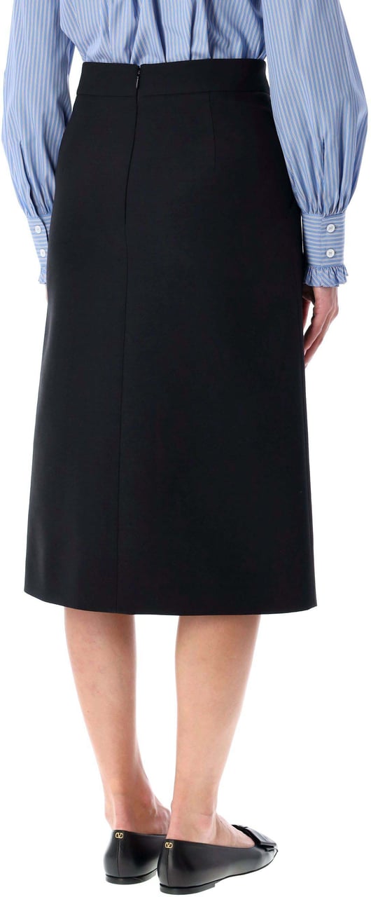 Valentino Garavani Midi Skirt Nero Betulla Zwart