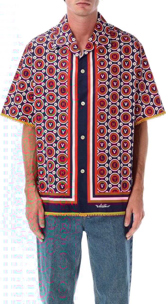 Valentino Garavani Bowling Shirt Blure Red Avorio Rood