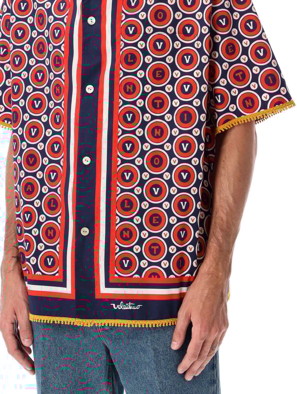 Valentino Garavani Bowling Shirt Blure Red Avorio Rood