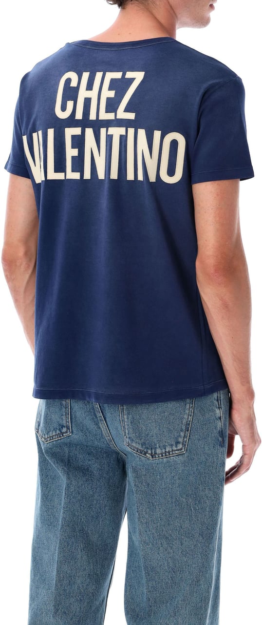 Valentino Garavani Tshirt Chez Valentino Panther Grandala Blue Blauw