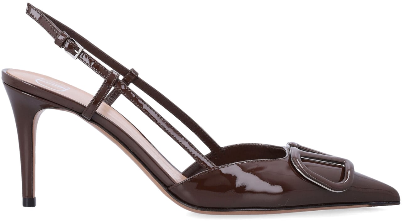 Valentino Garavani Sling Back V Logo Signature Dark Brown Bruin