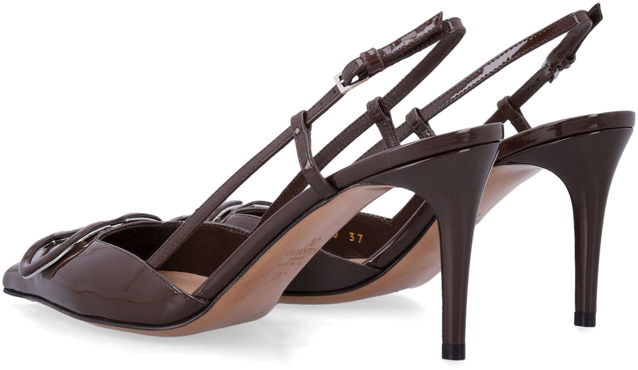 Valentino Garavani Sling Back V Logo Signature Dark Brown Bruin
