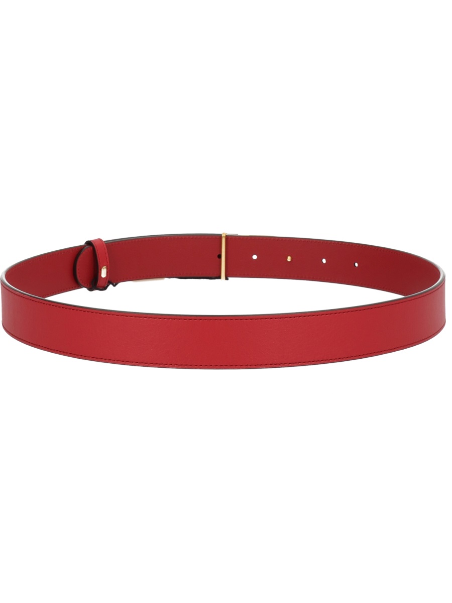 Valentino Garavani Vibrant Red Vlogo Signature Calf Leather Belt Rood