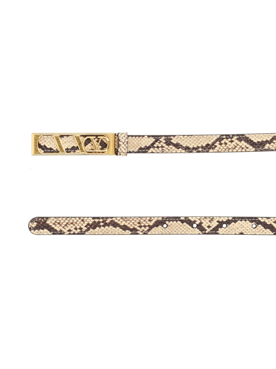 Valentino Garavani Neutral Vlogo Signature Leather Belt Neutraal
