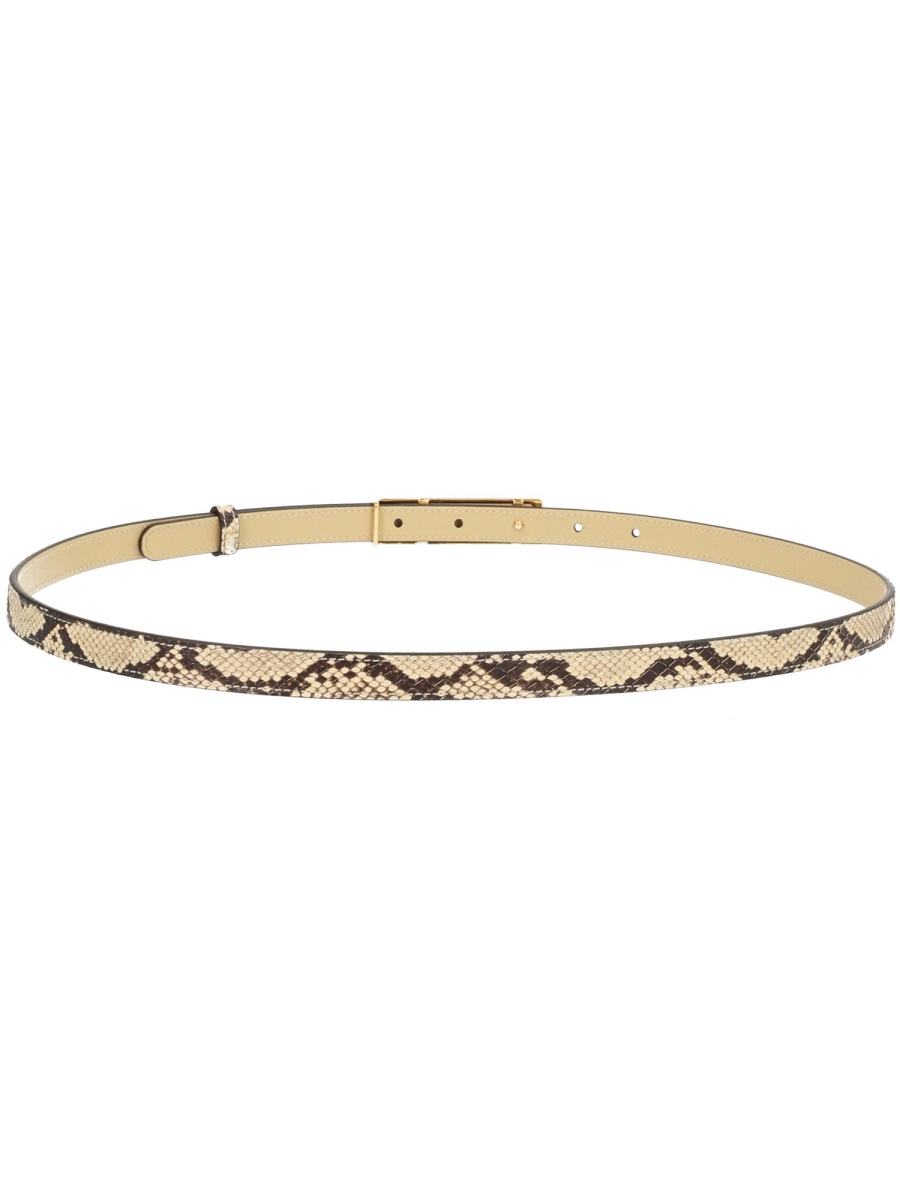 Valentino Garavani Neutral Vlogo Signature Leather Belt Neutraal