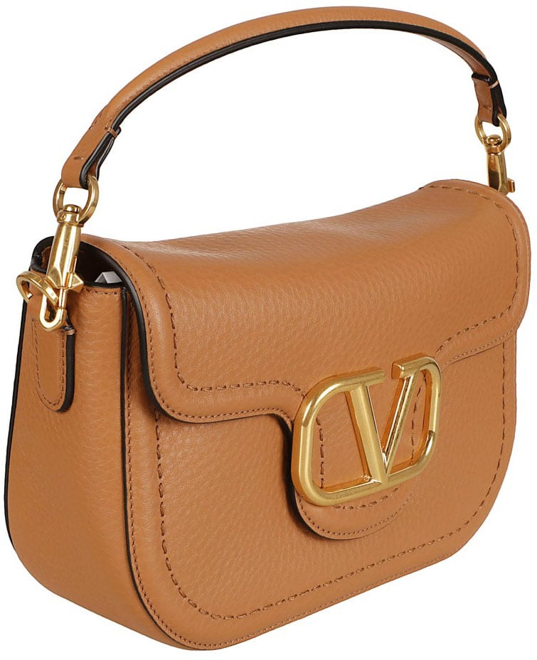 Valentino Garavani Almond Beige Calf Leather Alltime Shoulder Bag Bruin