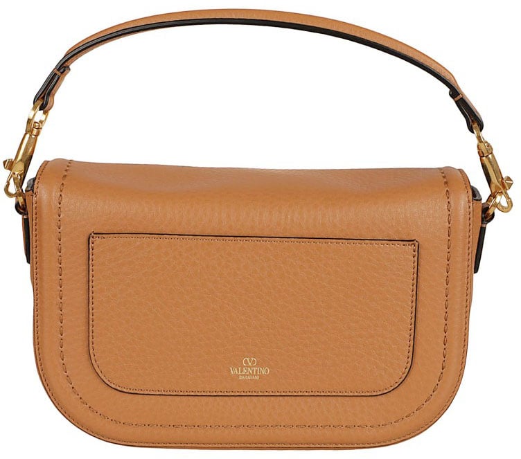 Valentino Garavani Almond Beige Calf Leather Alltime Shoulder Bag Bruin