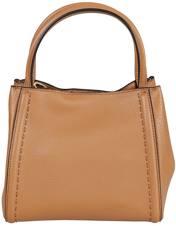 Valentino Garavani Structured Medium Handbag In Grained Calfskin Neutraal
