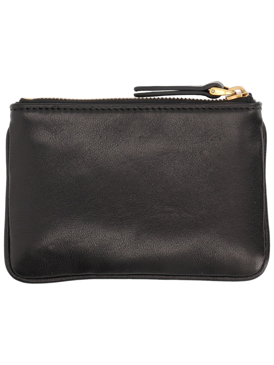 Valentino Garavani Black Stitched V Leather Wallet Zwart