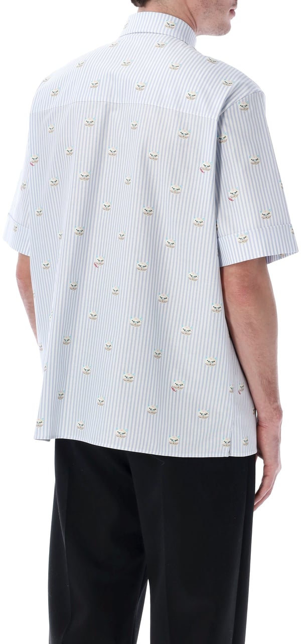 Valentino Garavani Camicia Manica Corta | Le Chat De La Mai Fdo Celeste/Bianco St.Gattino Wit