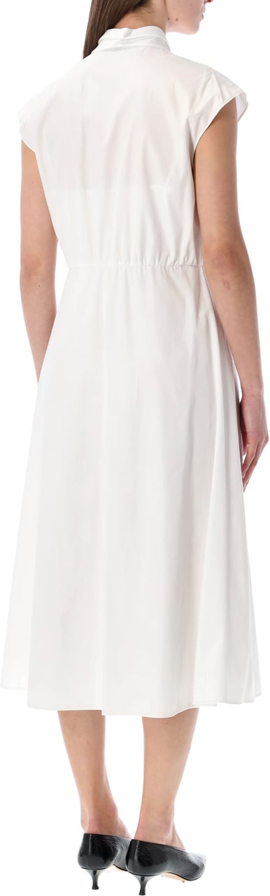 Valentino Garavani Midi Popeline Dress Ricamo Bianco Wit