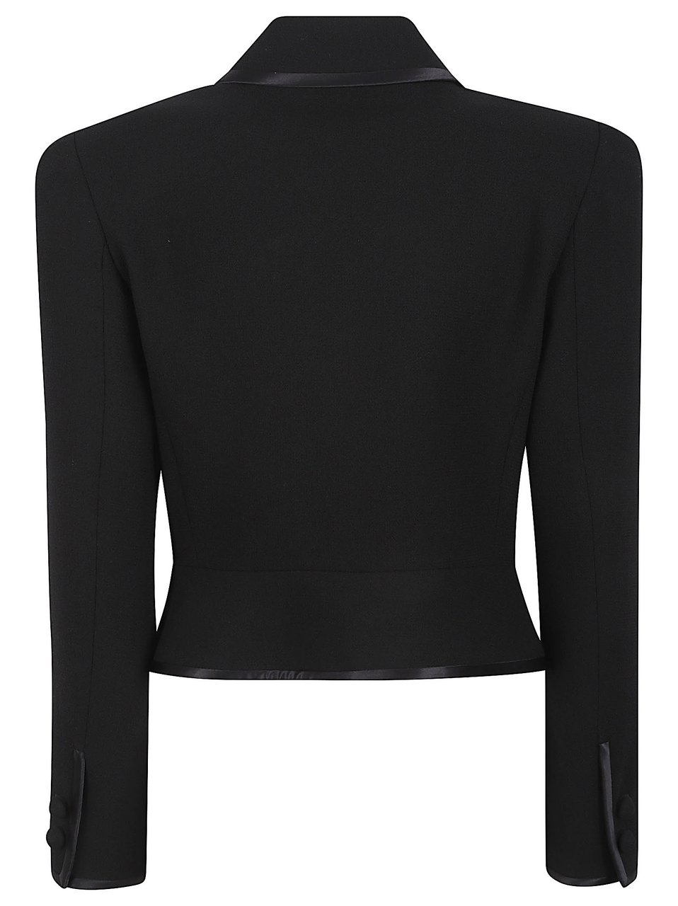 Valentino Garavani Tailored Cropped Jacket with Satin Trim Zwart
