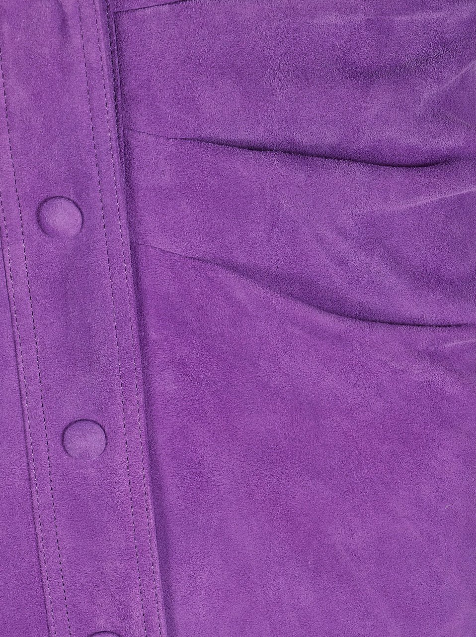 Valentino Garavani Knee-Length Goat Skin Leather Skirt with Gathered Detailing Paars