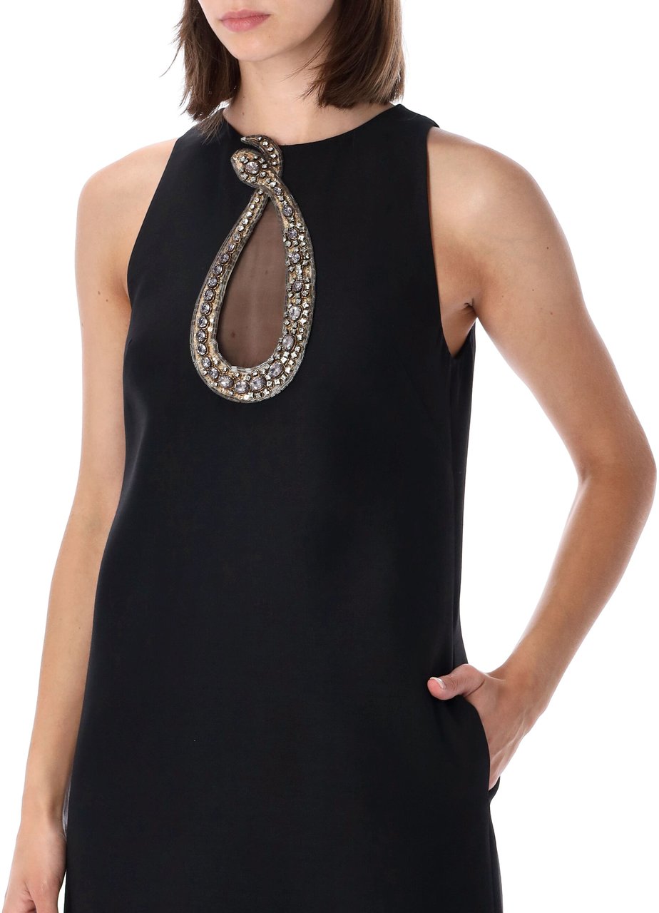 Valentino Garavani Snake Mini Dress Nero Zwart