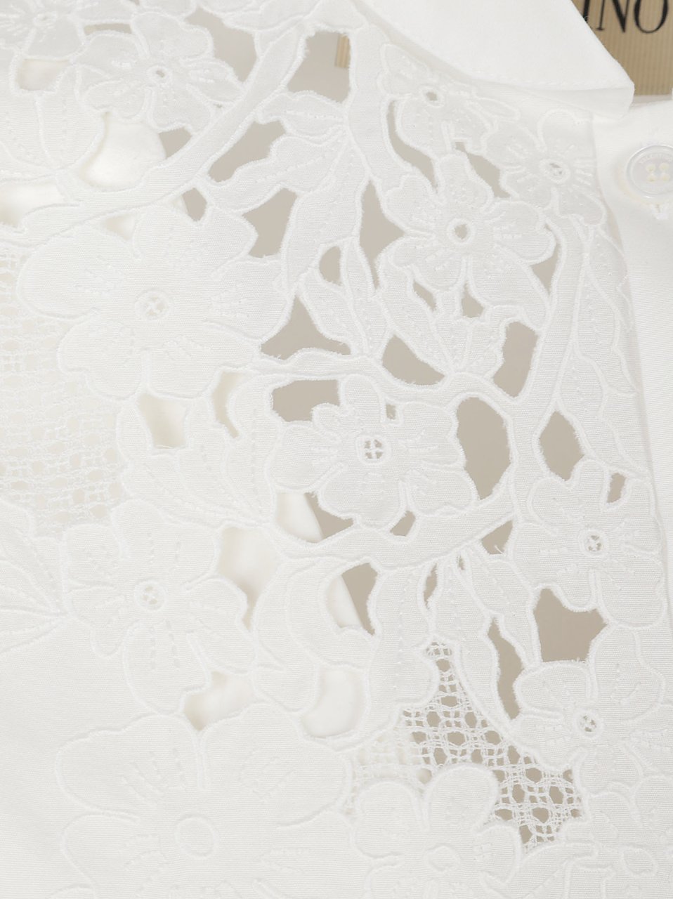 Valentino Garavani Cotton Poplin Shirt With Guipure Lace Embroidery Wit