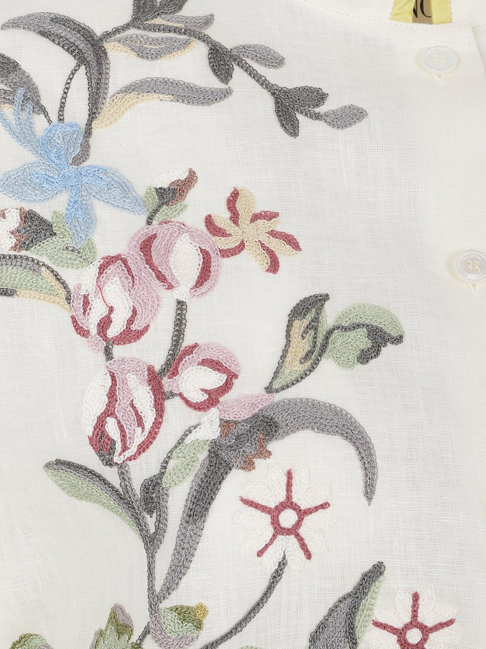 Valentino Garavani Floral Embroidered Linen Shirt Wit