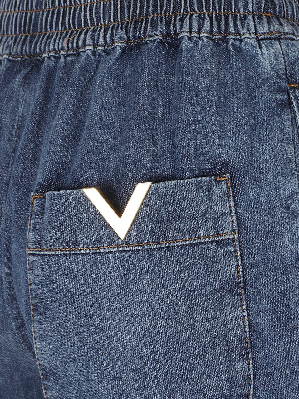 Valentino Garavani Bootcut Denim Trousers With Drawstring Waist Blauw