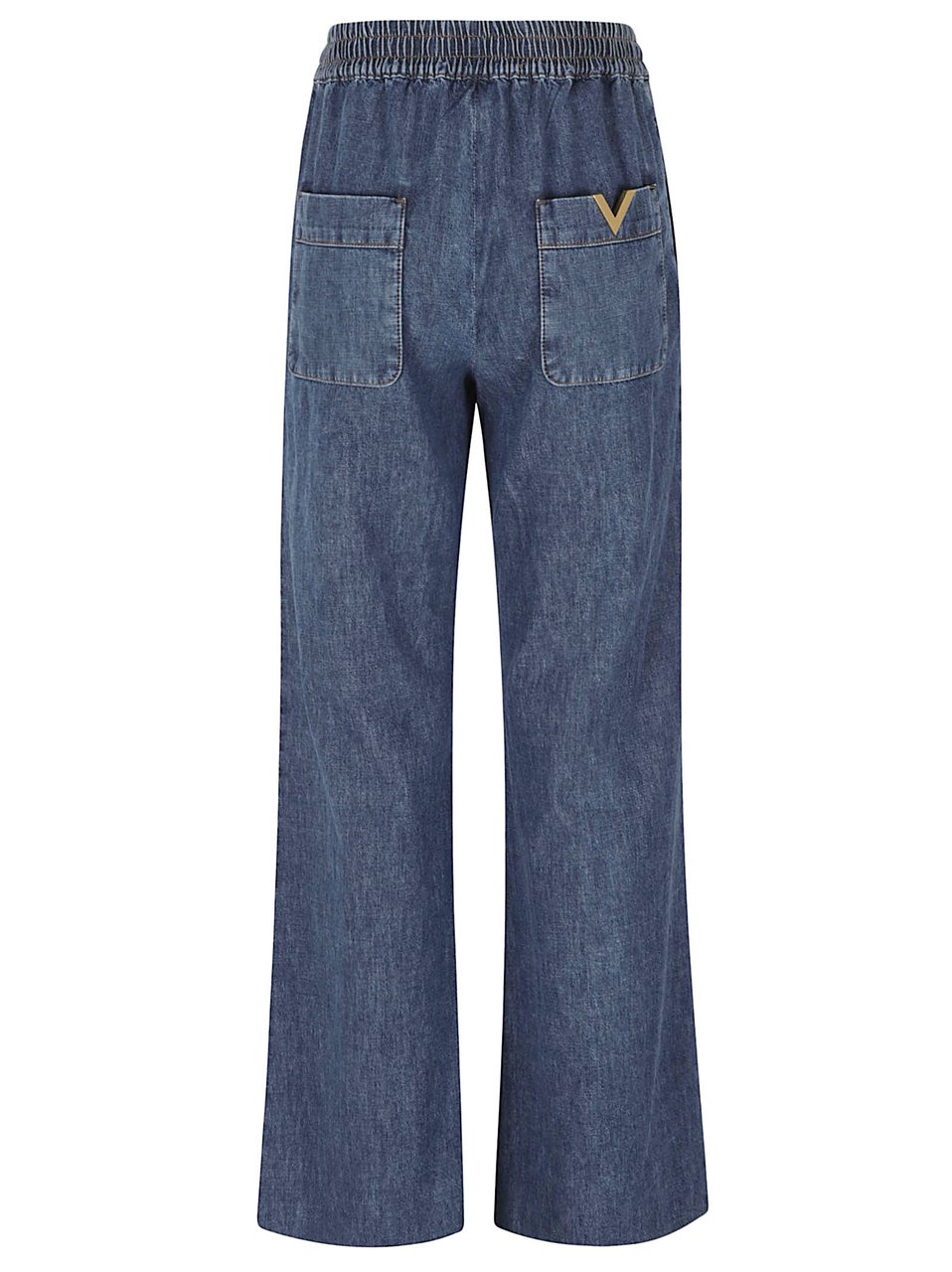 Valentino Garavani Bootcut Denim Trousers With Drawstring Waist Blauw