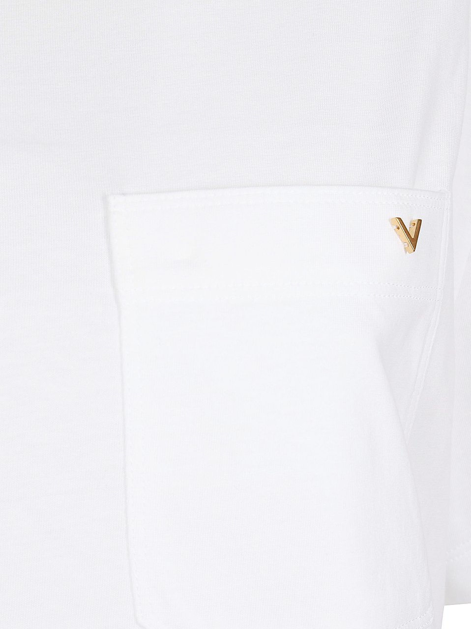 Valentino Garavani White Short-Sleeve T-Shirt with Metallic Emblem Wit
