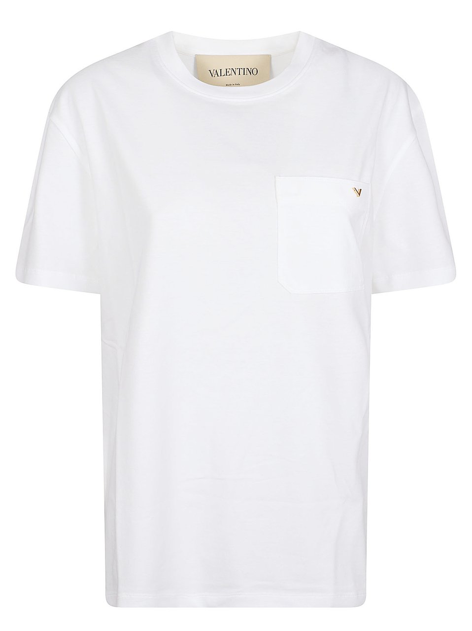 Valentino Garavani White Short-Sleeve T-Shirt with Metallic Emblem Wit