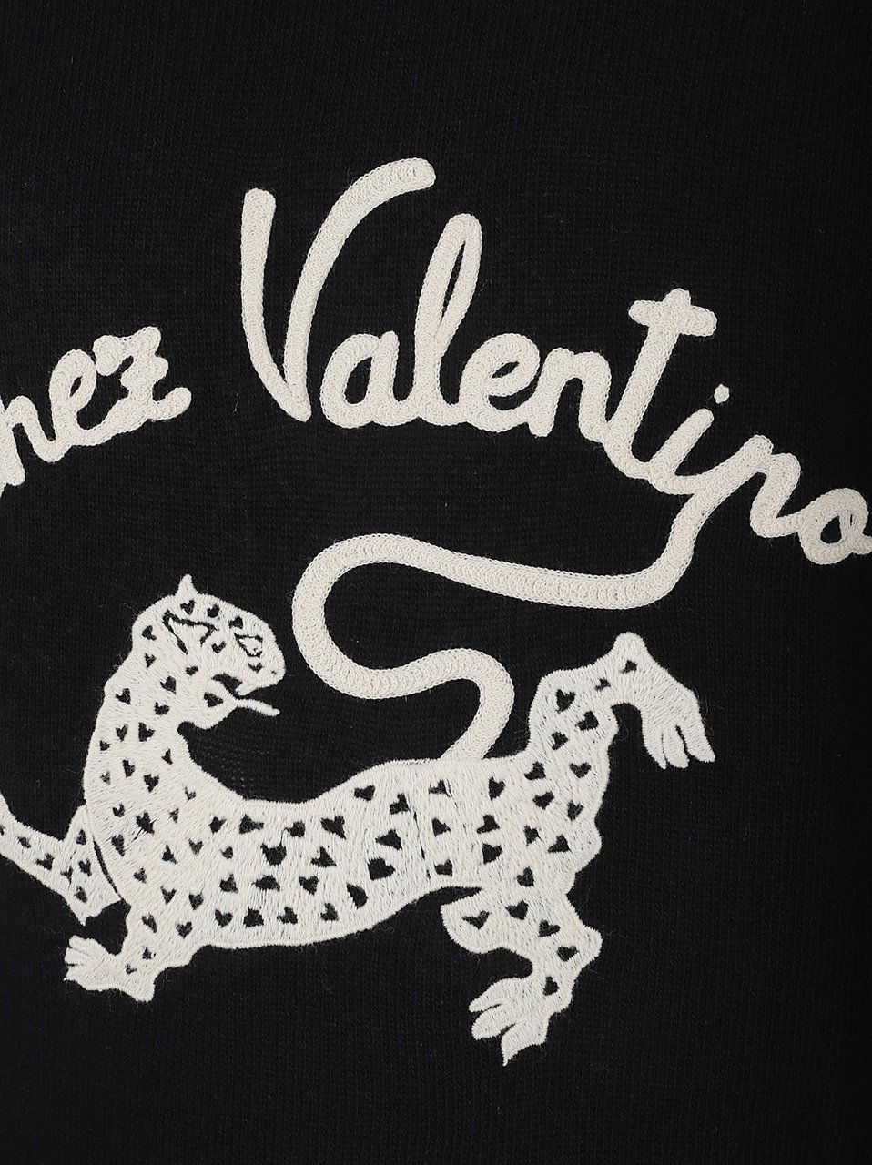 Valentino Garavani Wool Sweater with CV Panther Detail Zwart