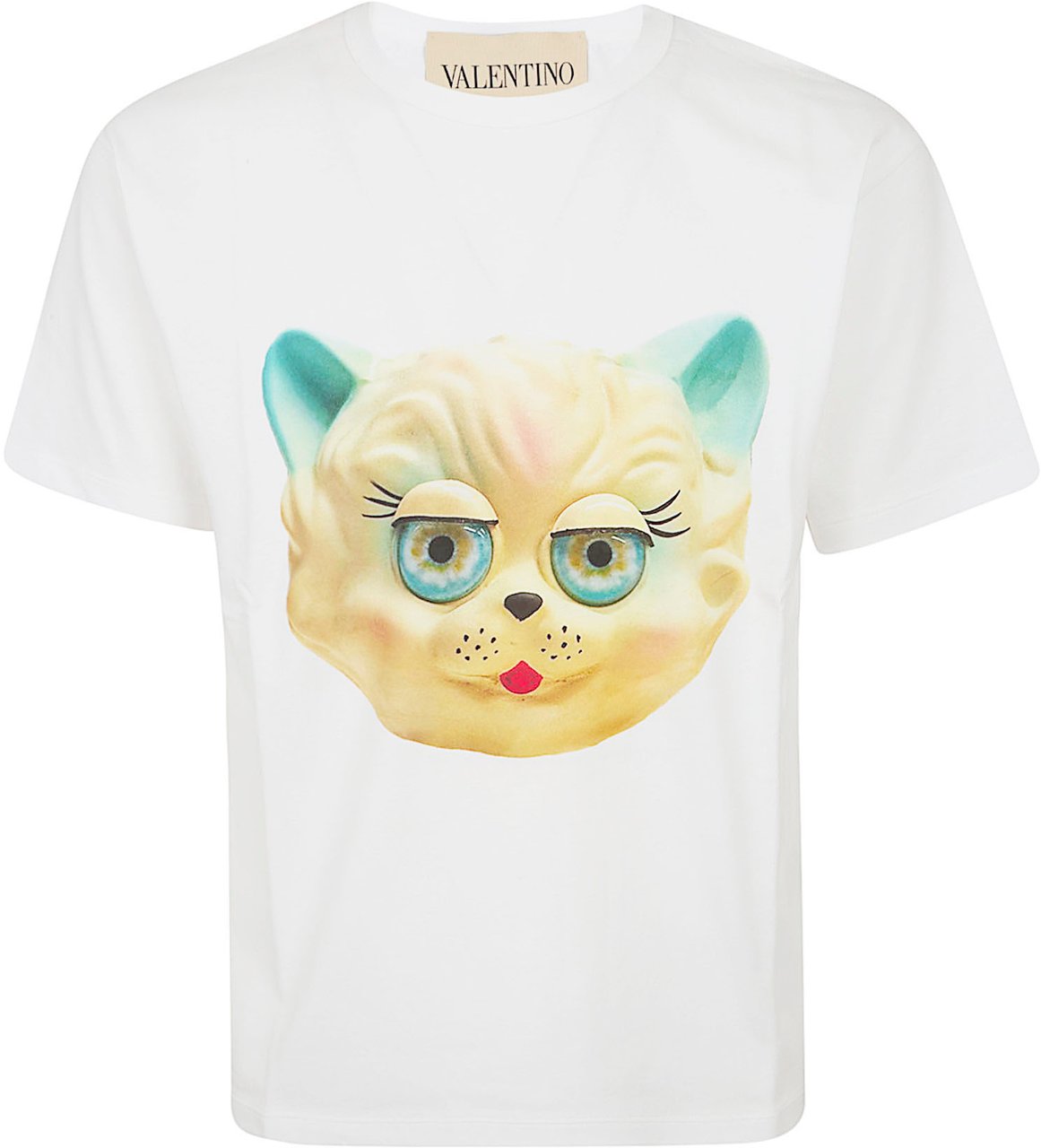 Valentino Garavani VALENTINO GARAVANI T-SHIRT LE CHAT DE LA MAISON COTTON JERSEY Wit
