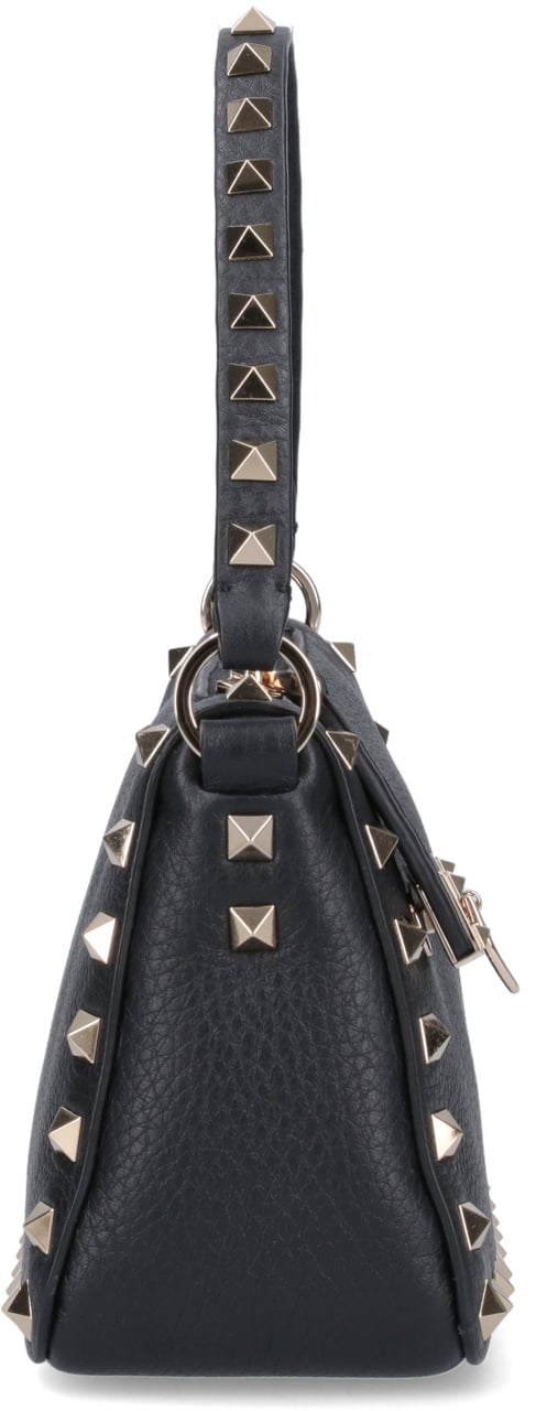 Valentino Garavani Black Rockstud Small Textured Leather Bag Zwart