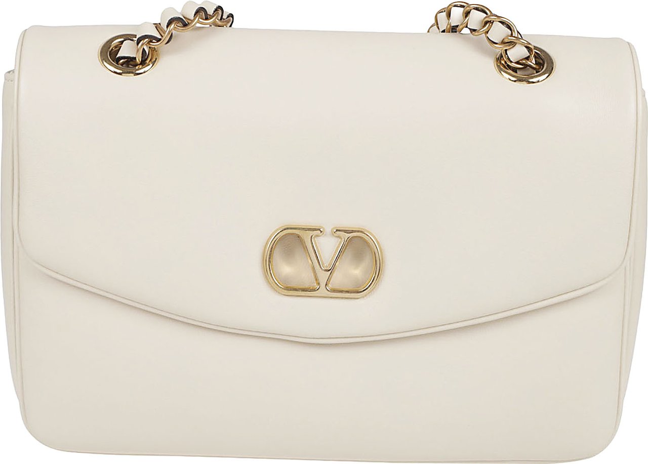 Valentino Garavani Medium White Nappa Leather Djuna Bag Wit