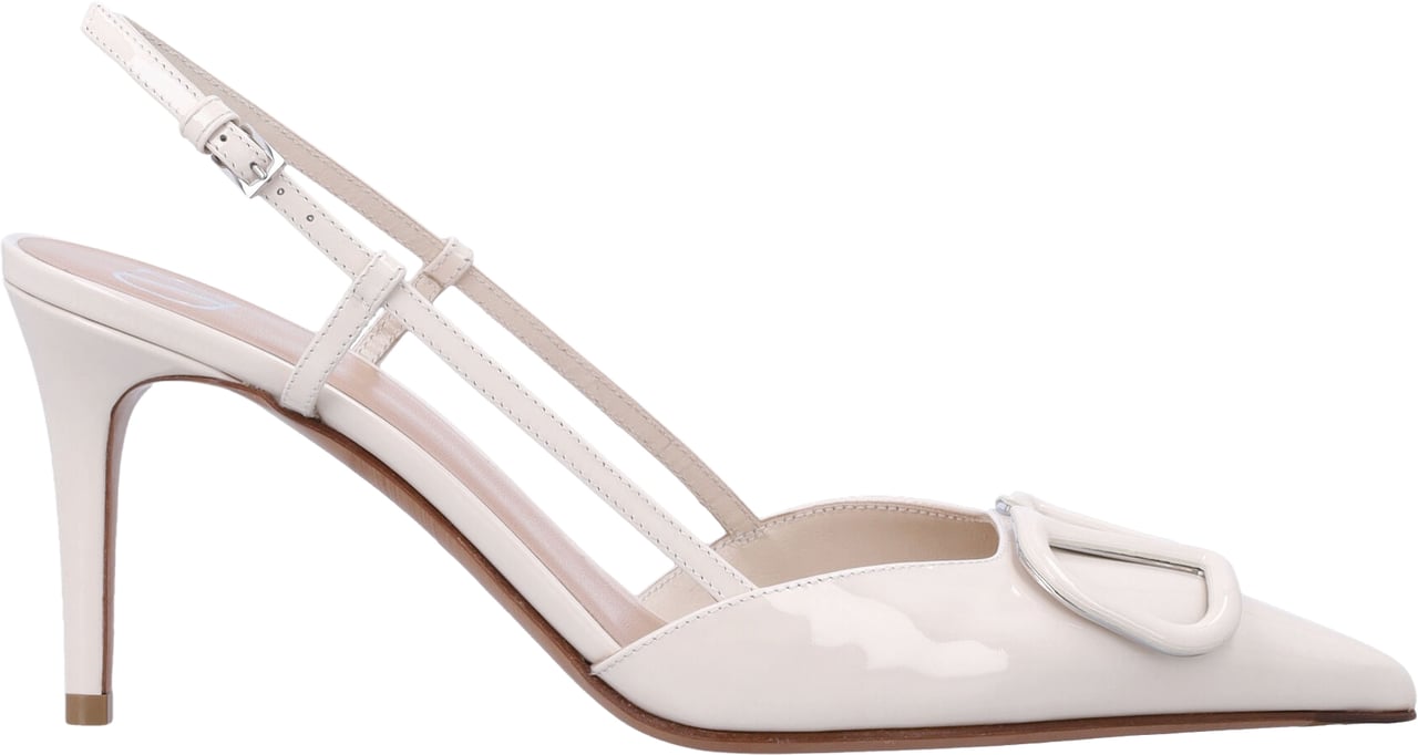 Valentino Garavani Sling Back Vlogo Beige Wit