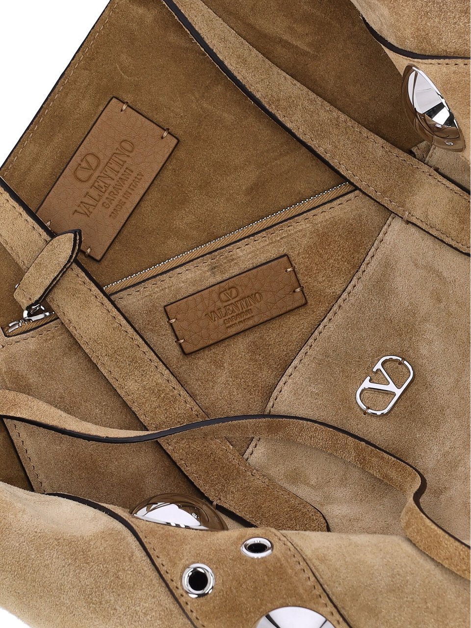 Valentino Garavani Structured Beige Handbag with Minimalist Design Neutraal
