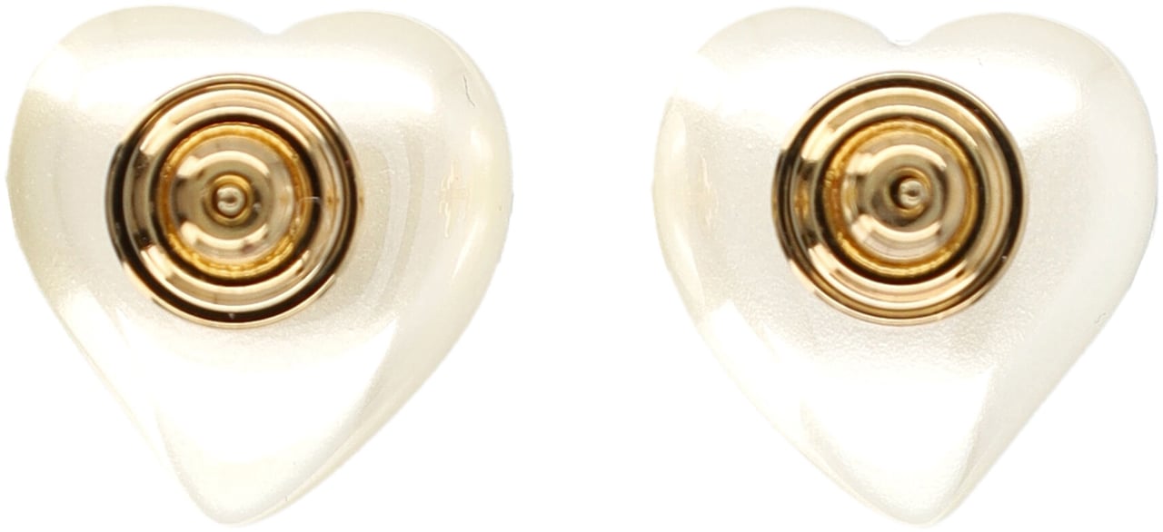Valentino Garavani Earring Vlogo Goldcream Wit