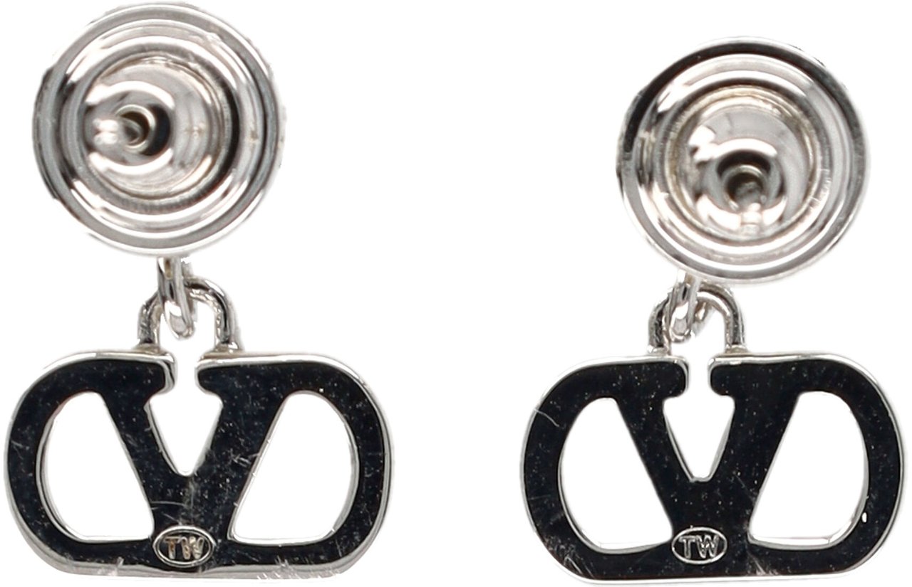Valentino Garavani Earring Vlogo Palladium Zilver