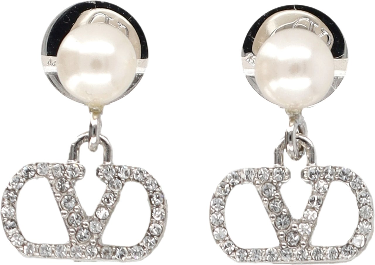 Valentino Garavani Earring Vlogo Palladium Zilver