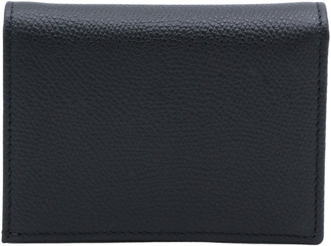 Valentino Garavani Textured Black Leather Wallet with Gold-tone Logo Zwart