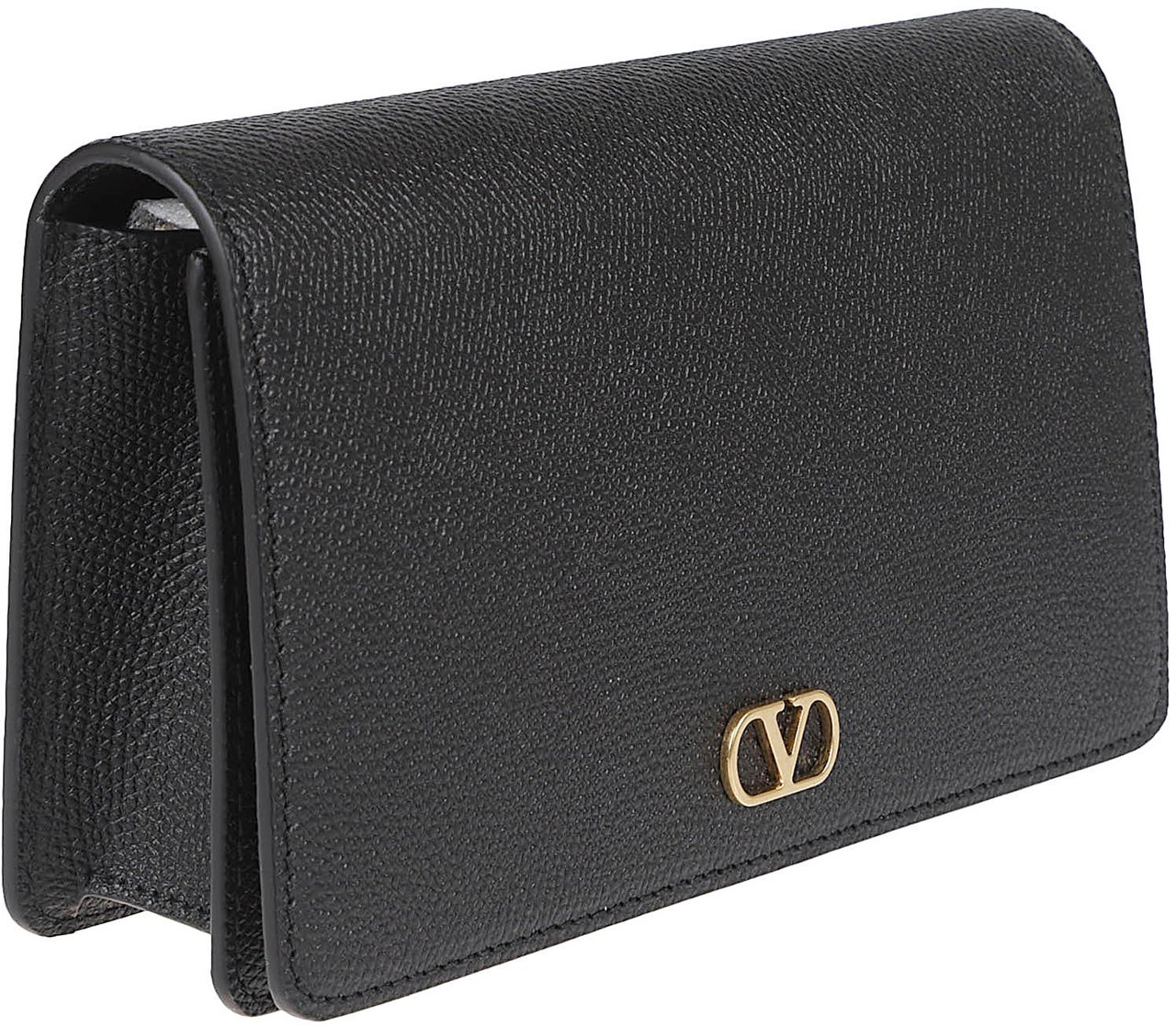 Valentino Garavani Textured Leather Handbag With Magnetic Closure Zwart