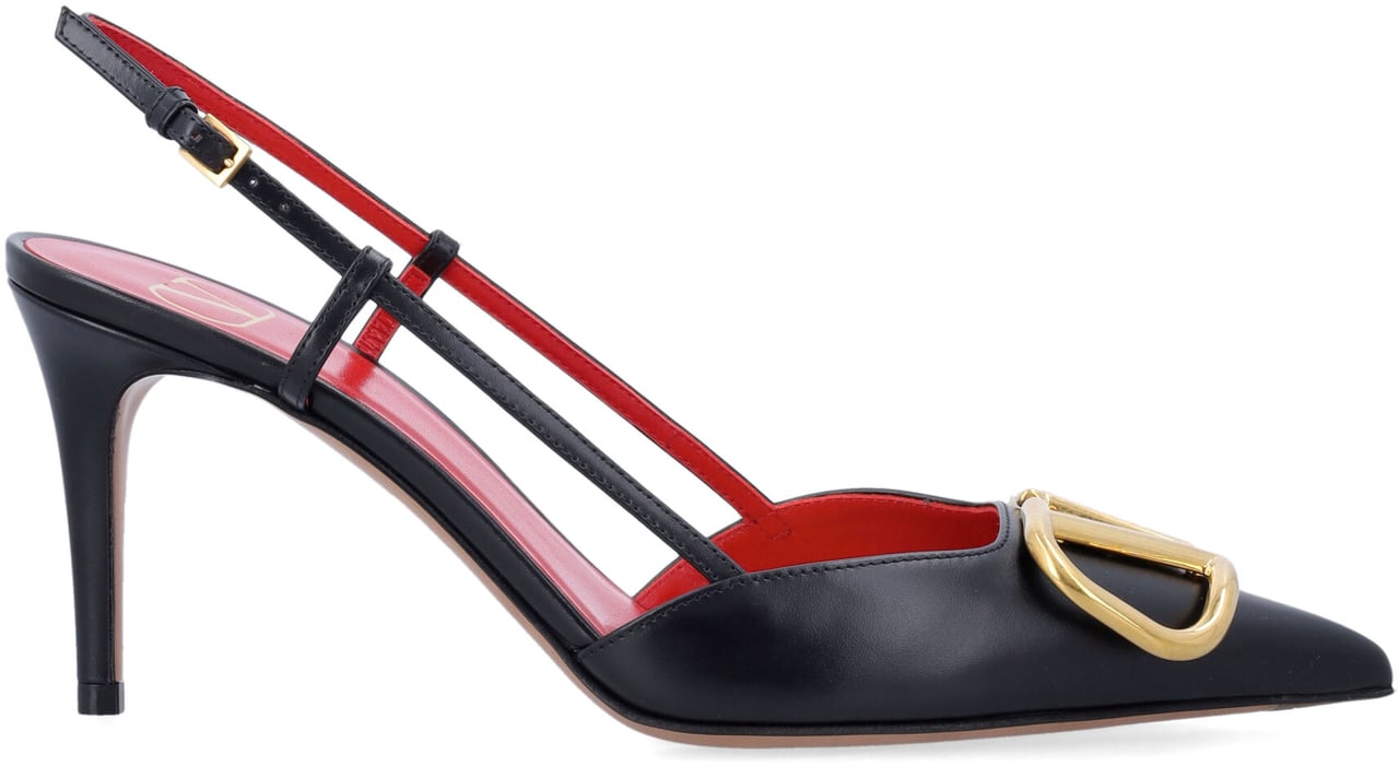 Valentino Garavani V Logo Sling Back Nero Zwart