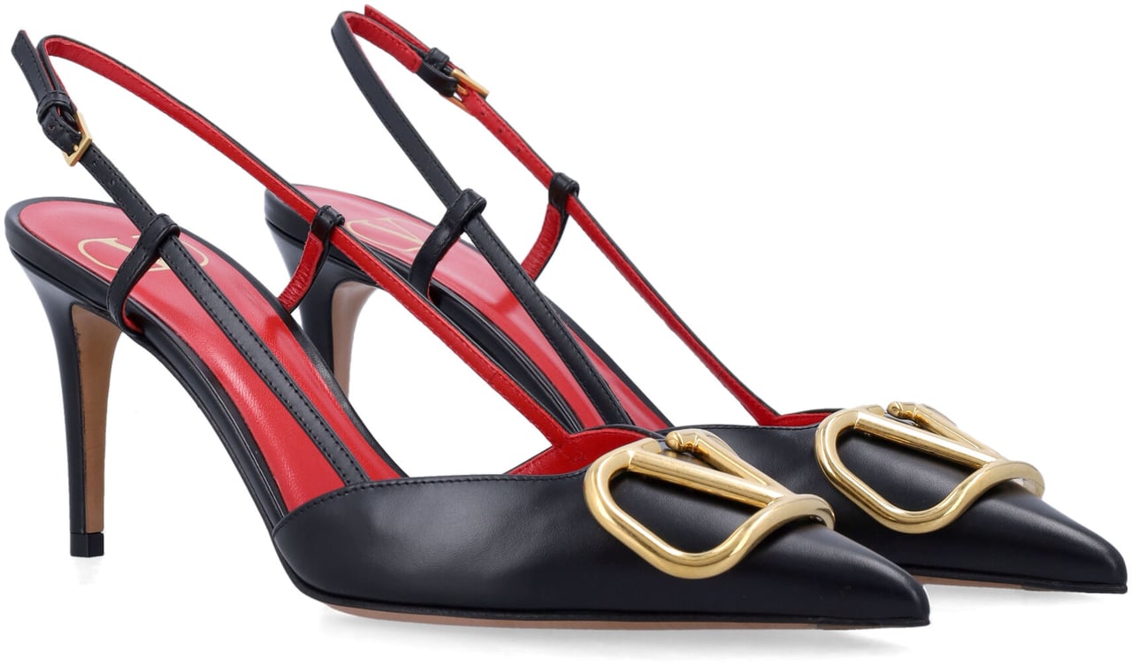 Valentino Garavani V Logo Sling Back Nero Zwart