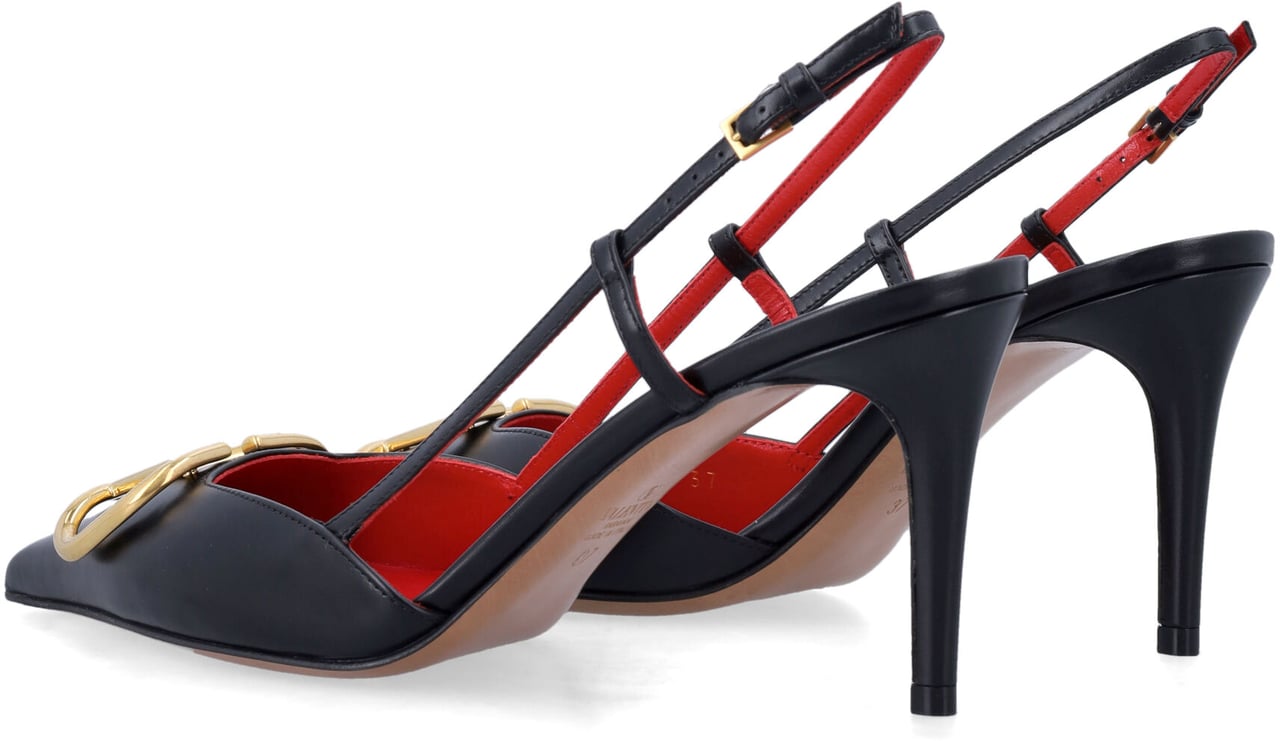 Valentino Garavani V Logo Sling Back Nero Zwart